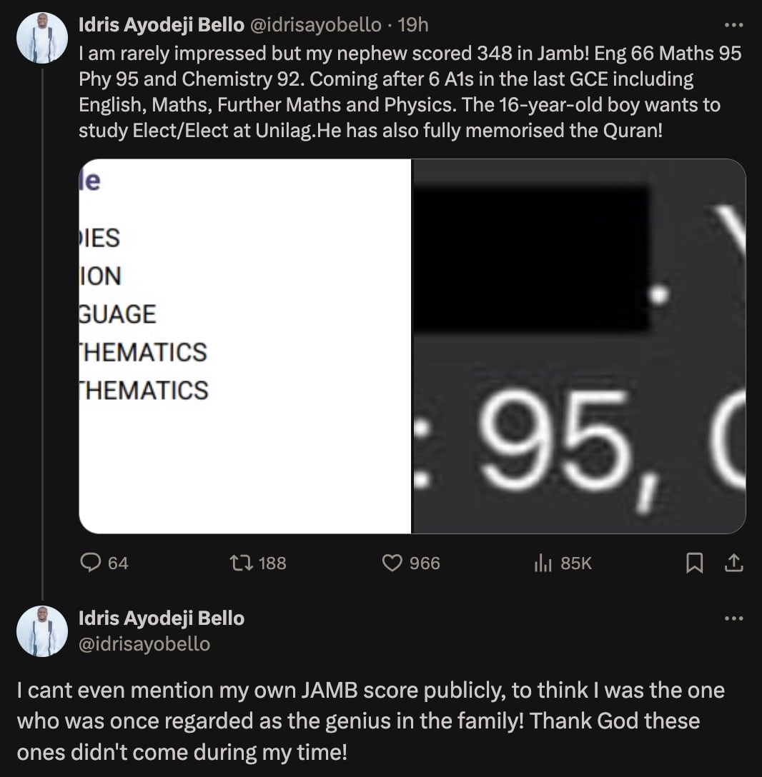 16-year-old student who memorized Quran writes 2024 UTME, scores 348